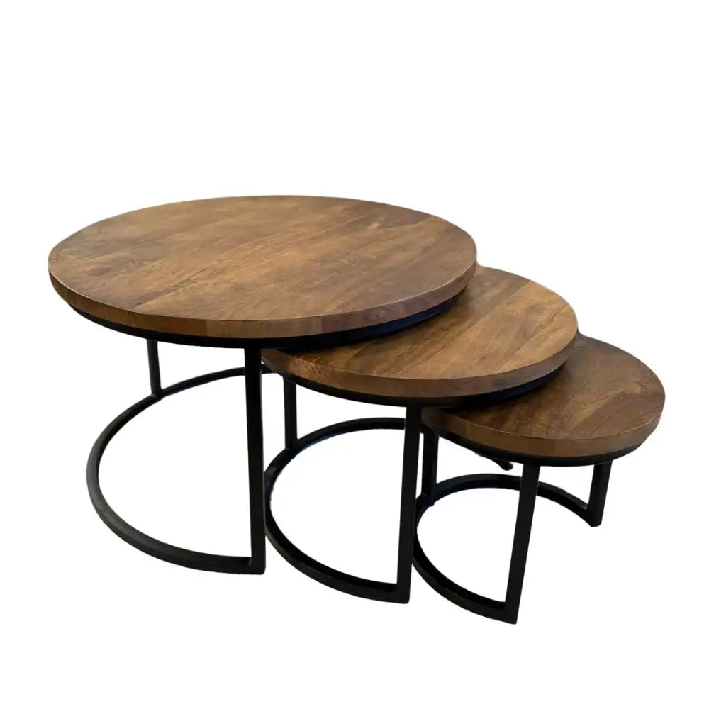 Salontafel Mangohout Set van 3 - Massief 3cm