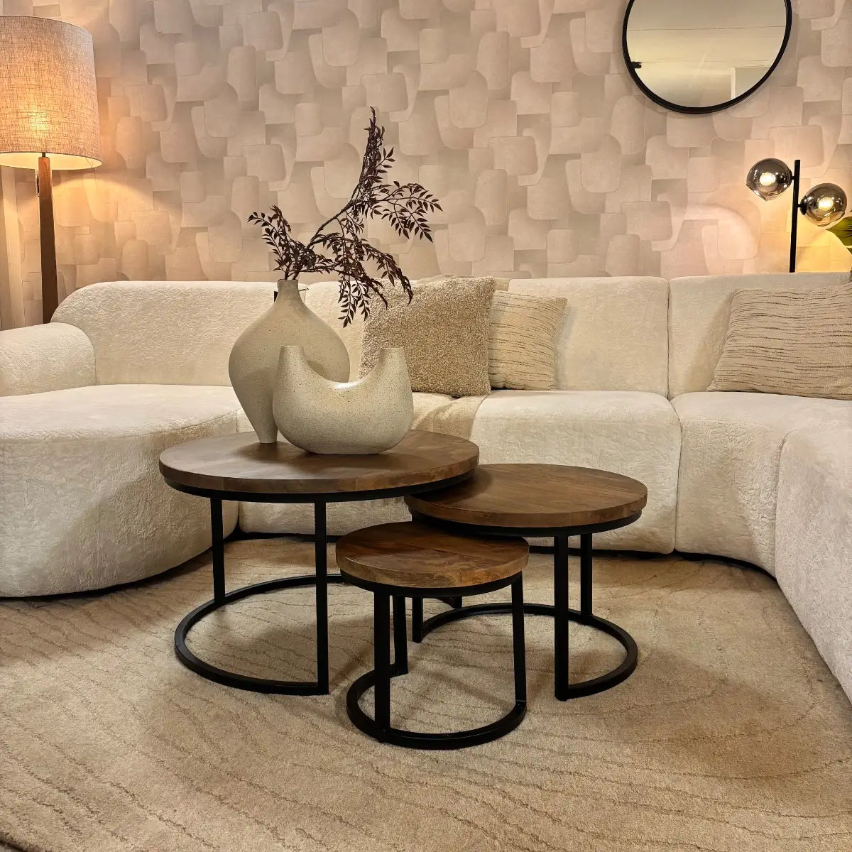 Salontafel Mangohout Set van 3 - Massief 3cm