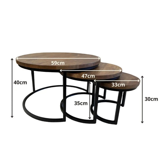 Salontafel Mangohout Set van 3 - medium