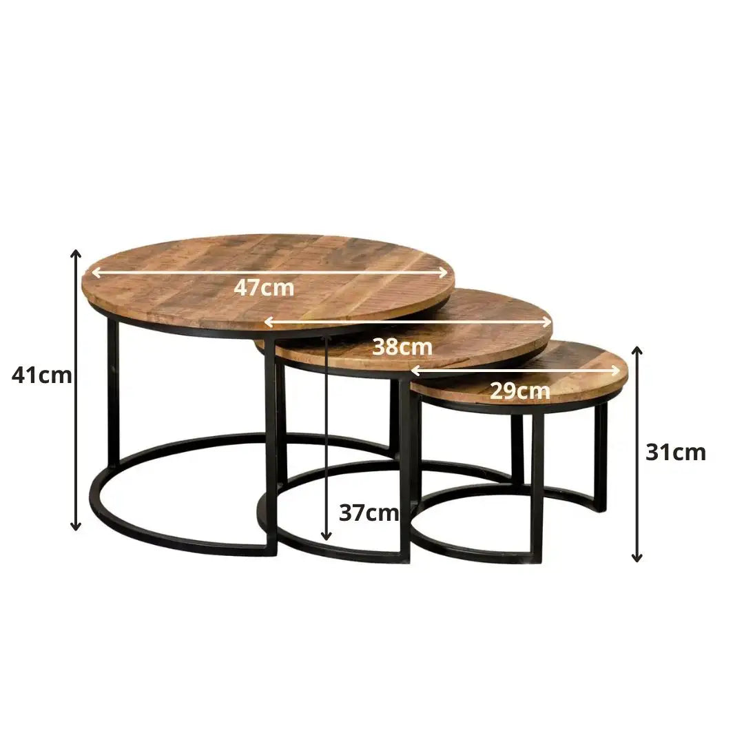 Salontafel Mangohout Set van 3 - Small