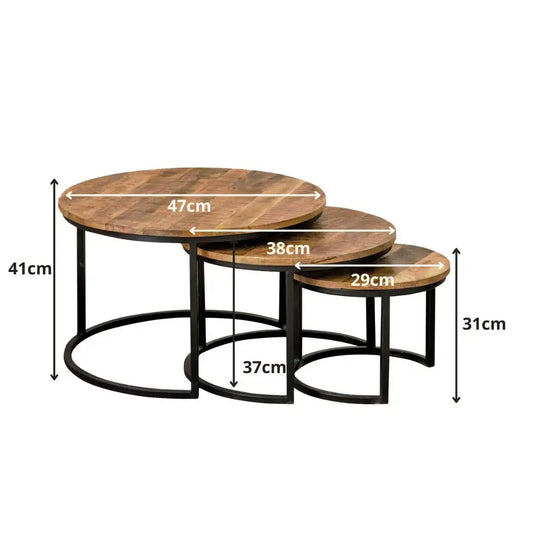 Salontafel Mangohout Set van 3 - Small