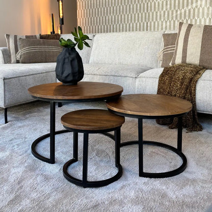 Salontafel Mangohout Set van 3 - medium
