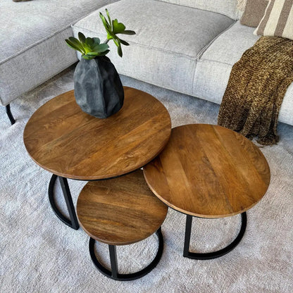Salontafel Mangohout Set van 3 - Small