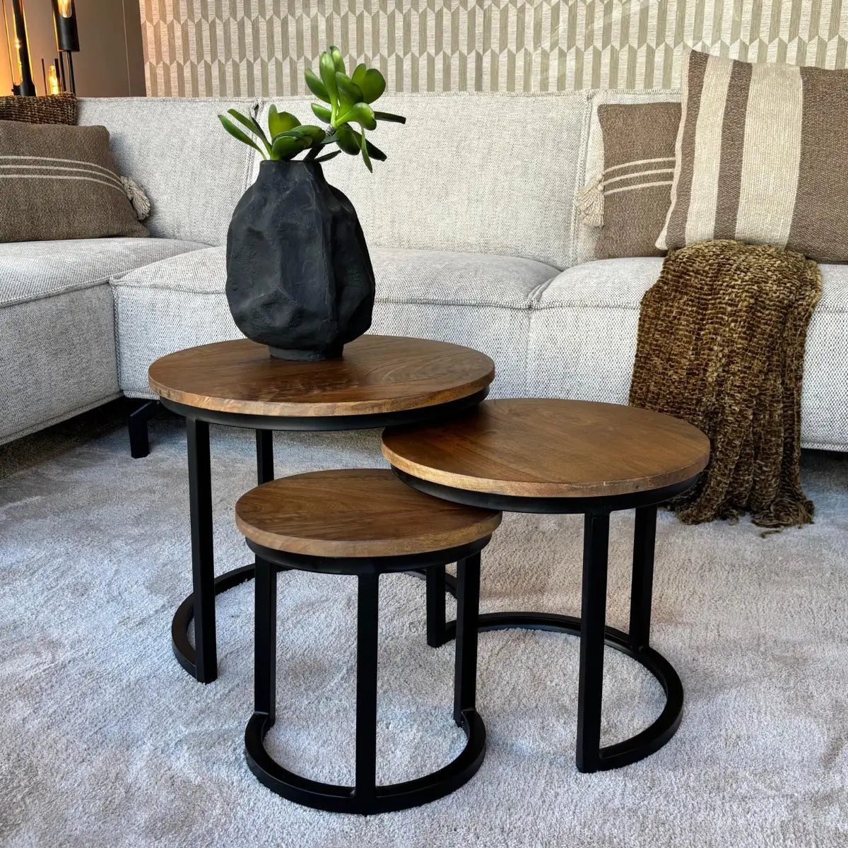 Salontafel Mangohout Set van 3 - Small